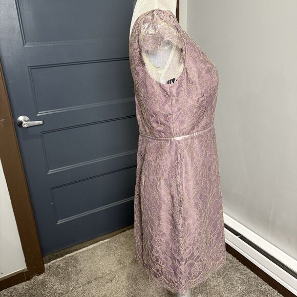 Jenny Yoo Bridgette Garden Lace Dress Plum Purple Size 10 Gold Threading V Neck - Picture 7 of 16